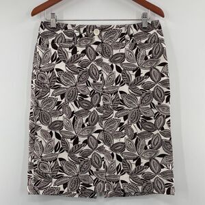Ann Taylor Leaf Brown/White Print Pencil Skirt /Pockets size 6